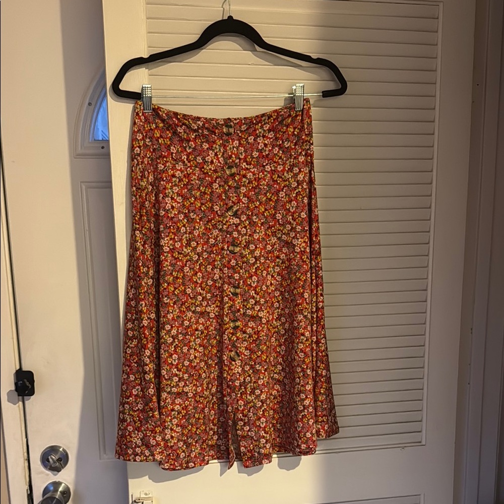 Floral Women's Skirt in Red and Orange